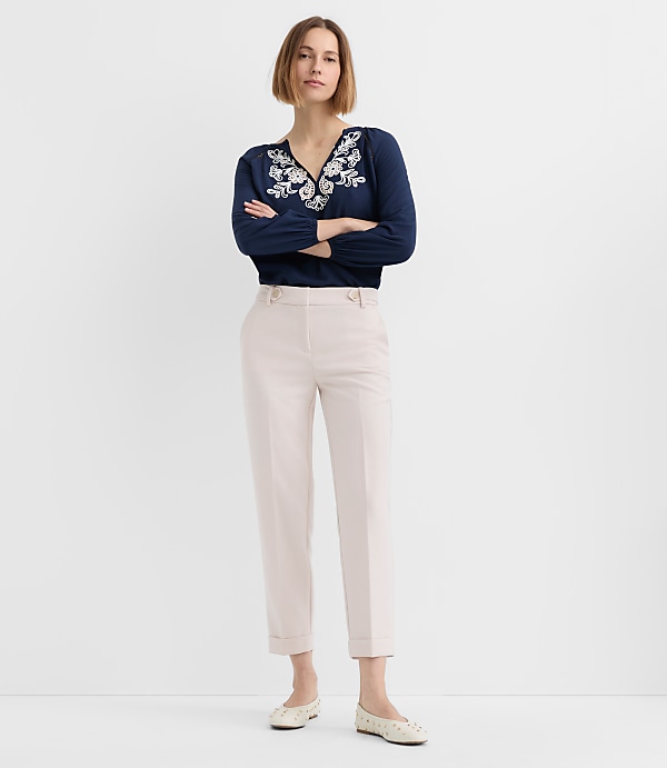 Petite Cuffed Riviera Slim Pants in Melange