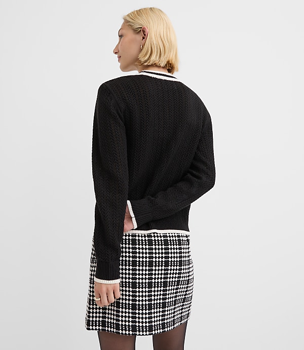 Petite Tipped Pointelle Cardigan