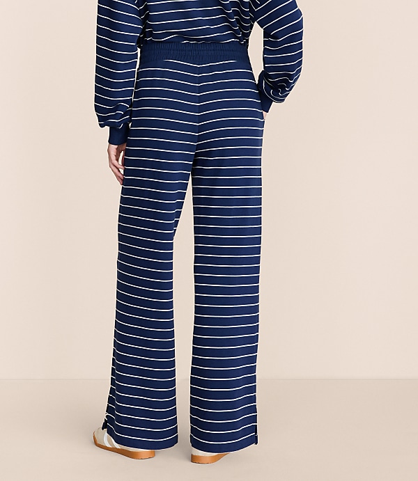 Petite Lou & Grey Striped Cozy Cotton Wide Leg Pants