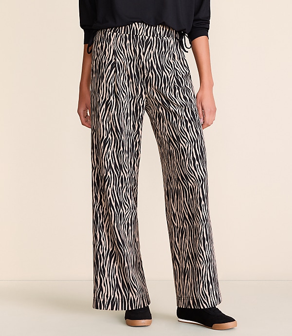Petite Lou & Grey Zebra Print Wanderweave Wide Leg Trouser Pants
