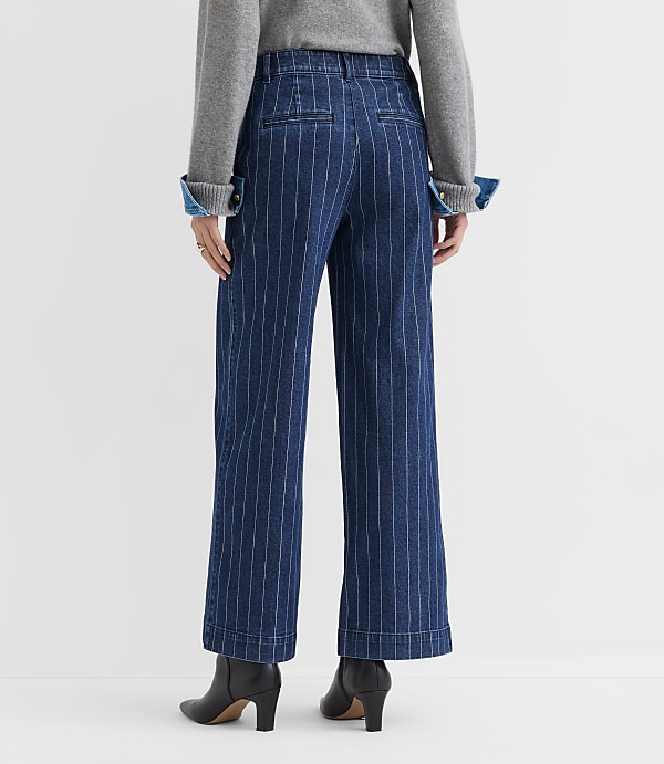 Petite Palmer Wide Leg Pants in Pinstripe