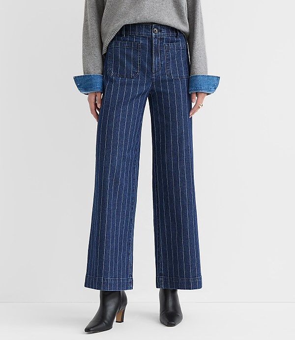 Petite Palmer Wide Leg Pants in Pinstripe
