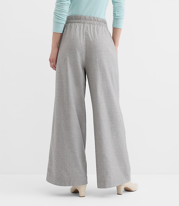 Pleated Pull On Wide Leg Pants in Herringbone