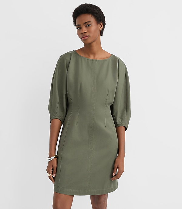 Twill Seamed Mini Pocket Dress