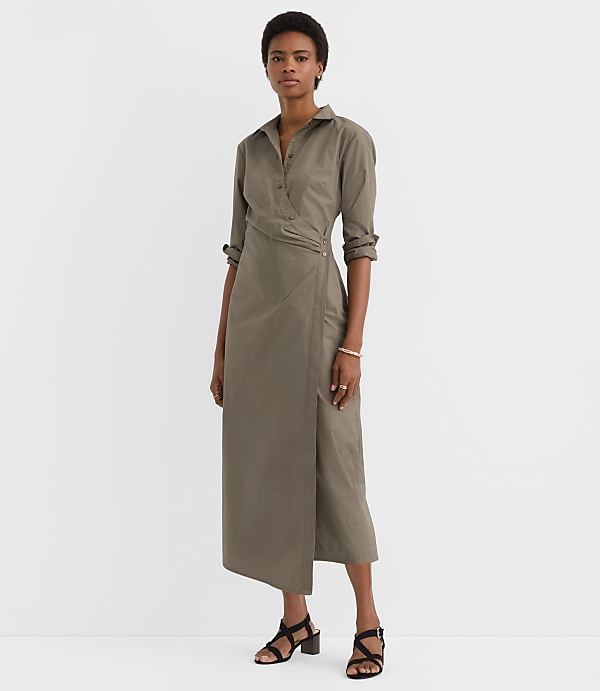 Poplin Twist Midi Shirtdress