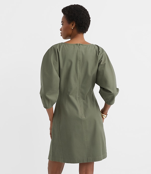 Twill Seamed Mini Pocket Dress