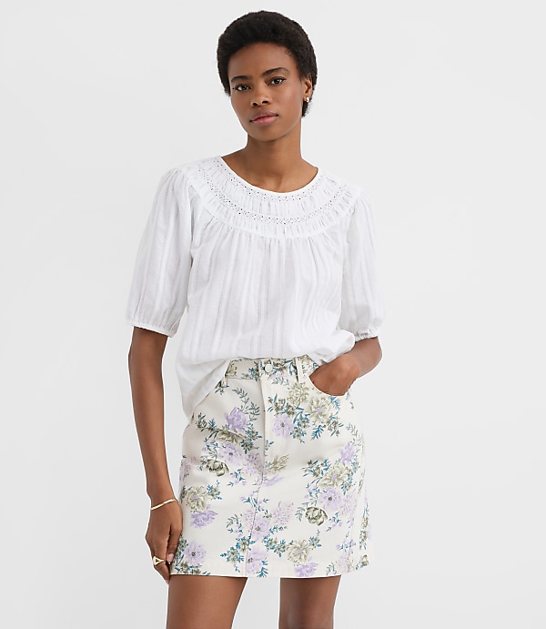Striped Lace Trim Yoke Blouse