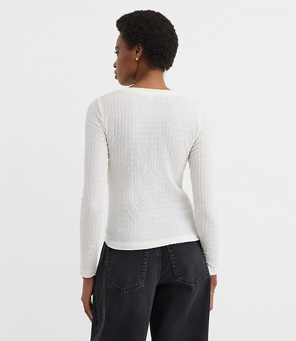 Puckered Long Sleeve Crew Neck Tee