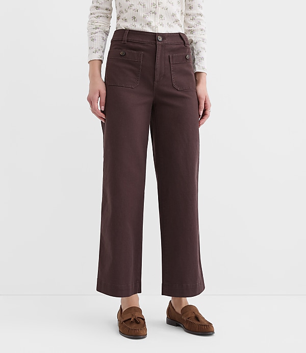 Curvy Palmer Wide Leg Crop Pants in Twill