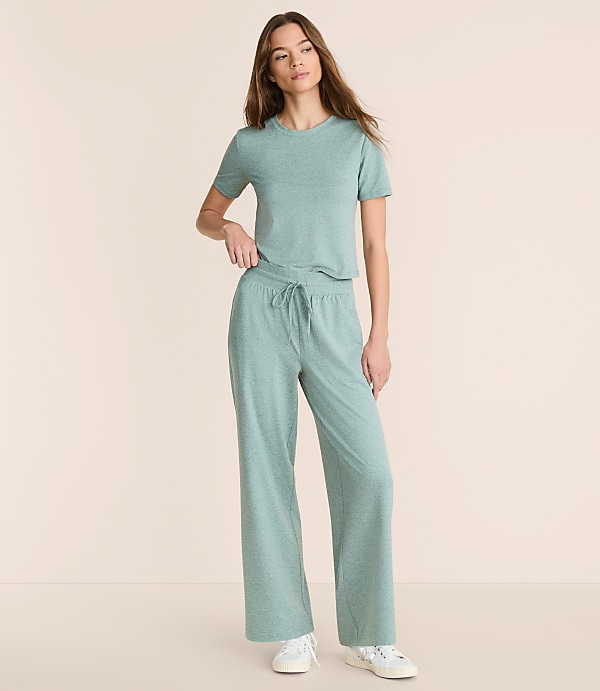 Lou & Grey Heathered Brushedsoft Slim Wide Leg Pants