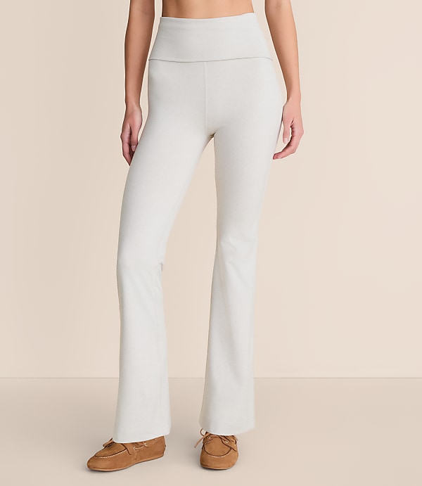 Lou & Grey Heathered Brushedsoft Foldover Flare Pants