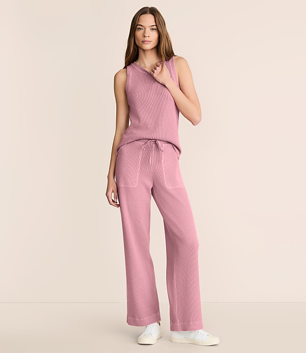 Lou & Grey Garment Dyed Waffle Wide Leg Pants
