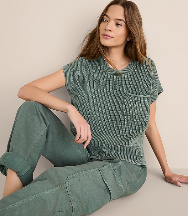 Lou & Grey Ribbed Pocket Wedge Sweater
