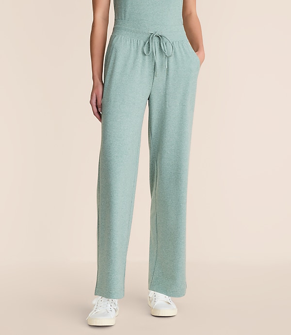 Lou & Grey Heathered Brushedsoft Slim Wide Leg Pants
