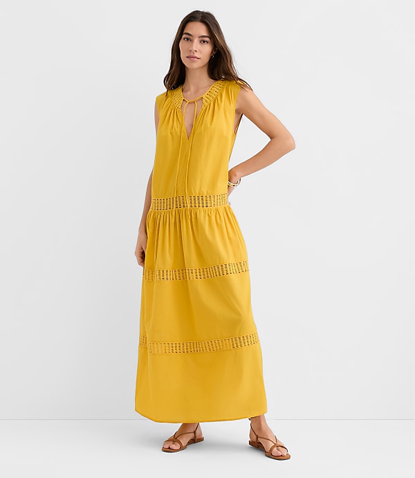 LOFT Beach Crochet Trim Maxi Dress
