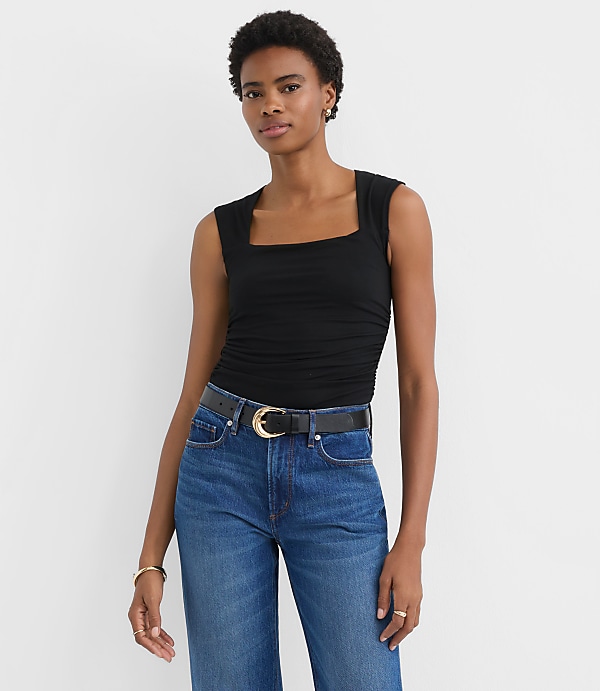 Ruched Square Neck Top