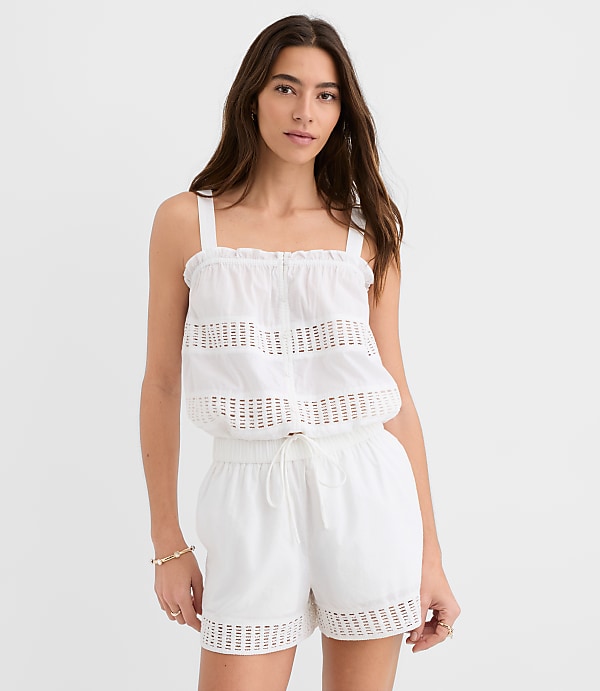 LOFT Beach Crochet Trim Bubble Cami