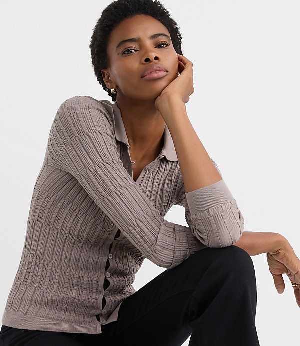 Smocked Ruffle Cardigan Top