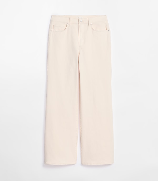 Rivete Curvy High Rise Wide Leg Jeans in Ivory