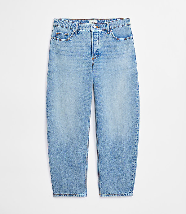 Rivete Mid Rise Barrel Jeans in Aura Wash