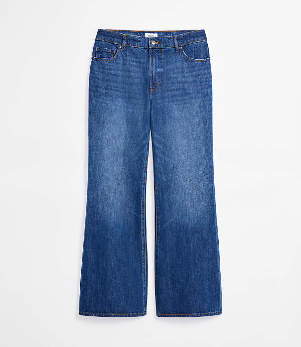 Rivete Mid Rise Loose Flare Jeans in Vintage Dark Wash