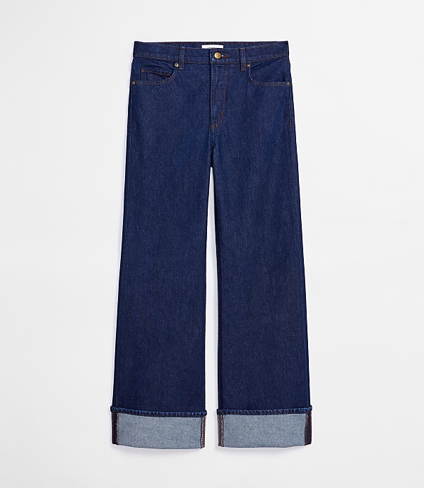 Rivete Curvy Cuffed High Rise Wide Leg Jeans in Nova Wash