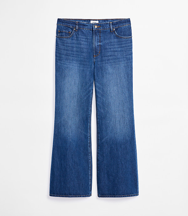 Rivete Curvy Mid Rise Loose Flare Jeans in Vintage Dark Wash