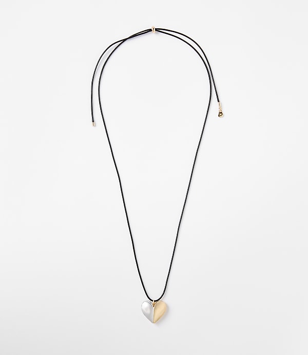 Mixed Metal Heart Pull Tie Necklace