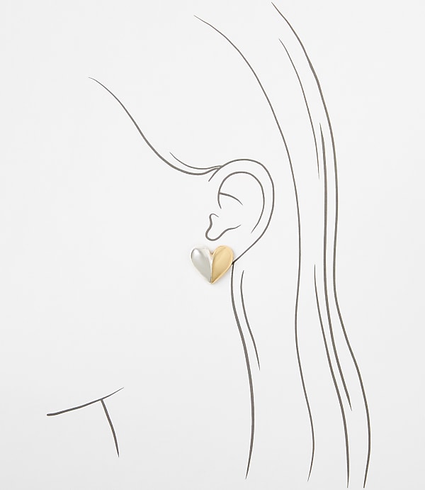 Mixed Metal Heart Stud Earrings