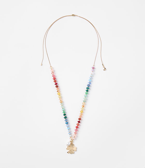 Rainbow Clover Pull Tie Necklace