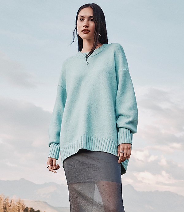 Petite Balloon Sleeve Tunic Sweater