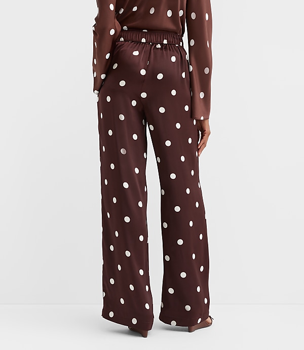Fluid Pull On Wide Leg Pants in Dotted Satin