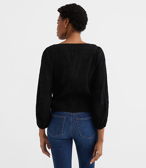 Smocked Lantern Sleeve Blouse