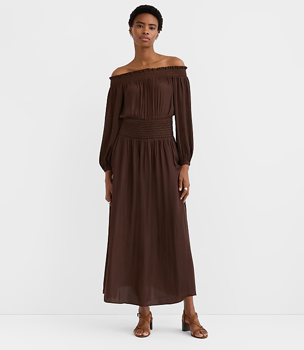 Smocked Off The Shoulder Maxi Dress
