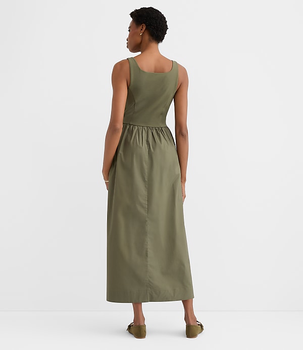 Bustier Mixed Media Midi Pocket Dress