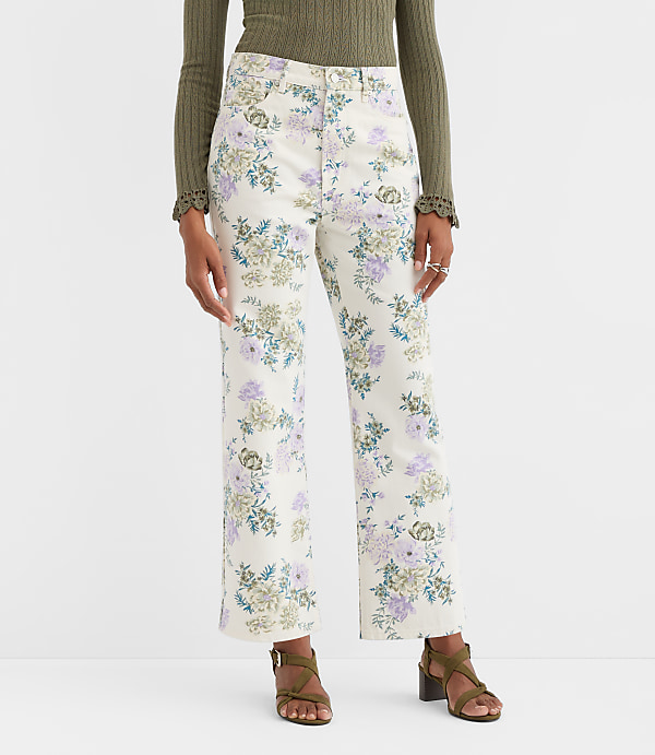 High Rise Straight Jeans in Floral