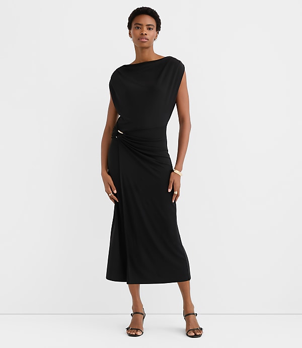 Metallic Ring Wrap Midi Dress