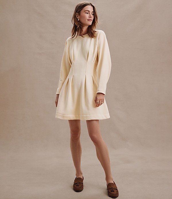 Pleated Terry Mini Dress
