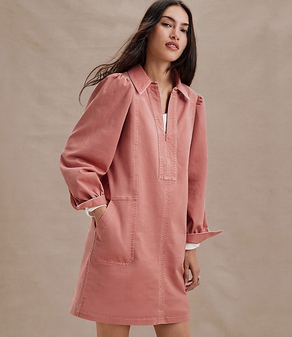 Seamed Zip Mini Pocket Dress