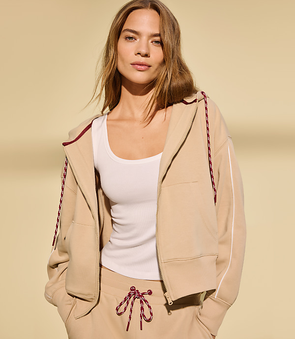 Lou & Grey Piped Elite Fleece Zip Hoodie