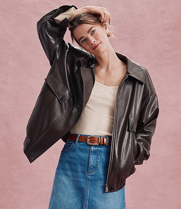 Oversized Faux Leather Bomber Jacket