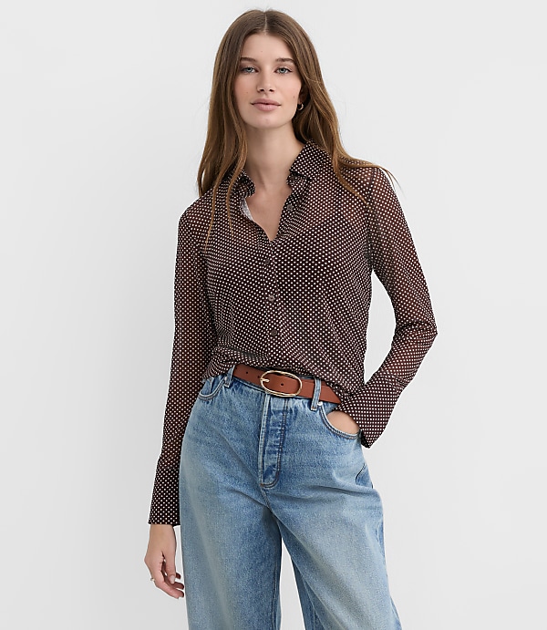 Pindot Sheer Mesh Shirt