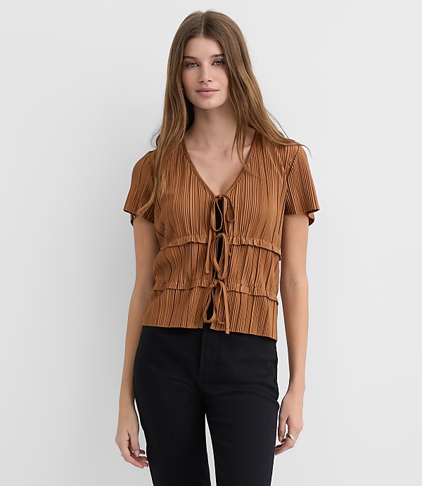 Pleated Bow Tie Top