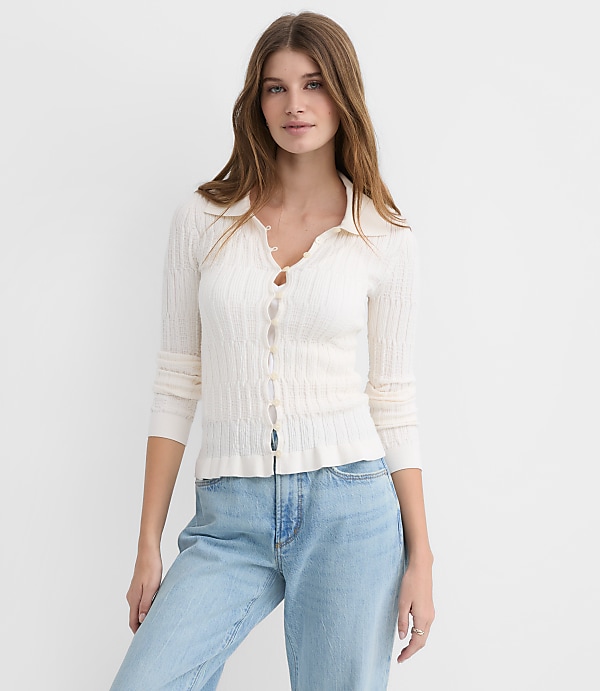 Smocked Ruffle Cardigan Top