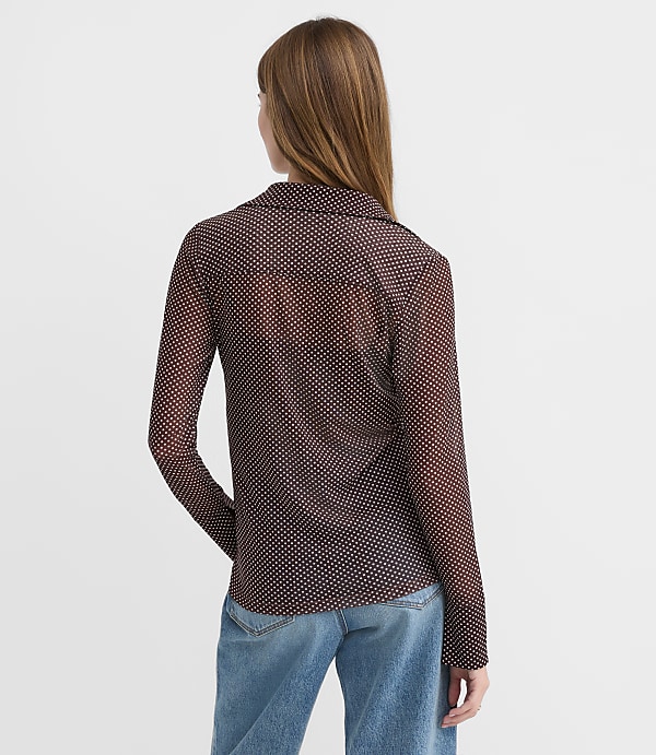Pindot Sheer Mesh Shirt