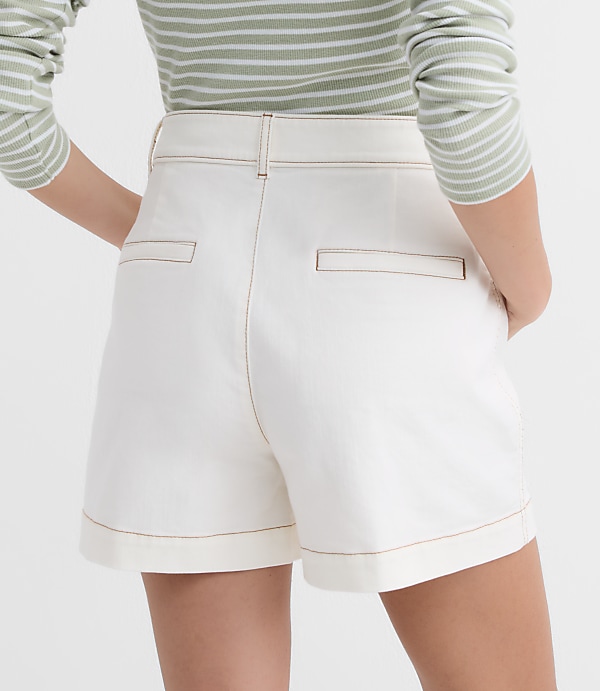 Contrast Stitch Palmer Shorts in Twill