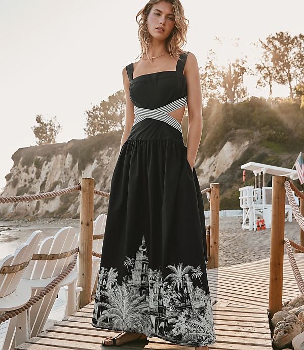 LOFT Beach Casablanca Cutout Maxi Pocket Dress
