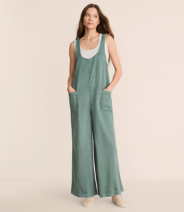 Lou & Grey Washed Twill Wide Leg Jumpsuit