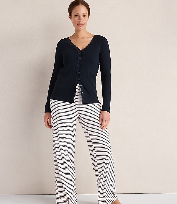Haven Well Within Organic Cotton Rib Knit Lace Cardigan