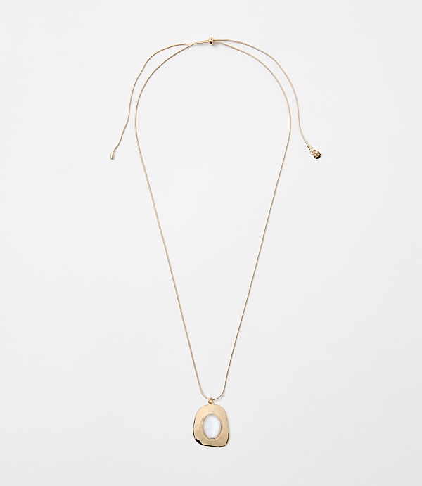 Mother Of Pearl Pull Tie Pendant Necklace